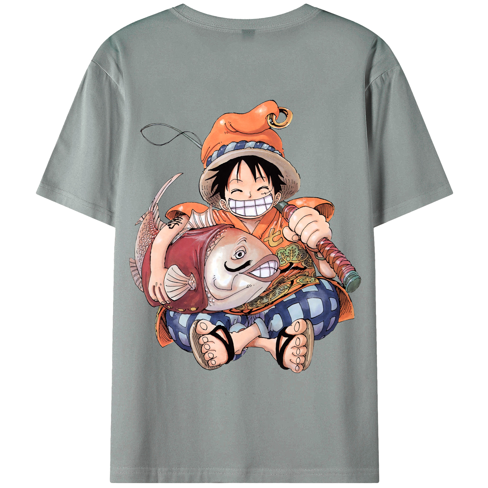 ワンピース モンキー・D・ルフィ ONE PIECE Monkey D. Luffy 綿100％ メンズ半袖Tシャツ（バックプリント） 通気性